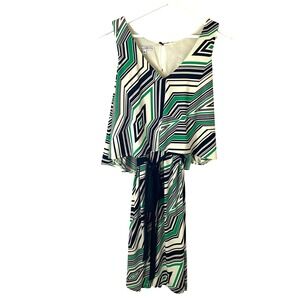 Maggy London Sleeveless Dress in Geometric Striped Pattern Sz 8 Modern Chic City